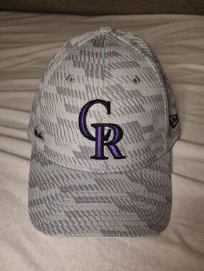 New Era Gray Pattern Hat with Purple CR Logo